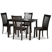 Baxton Studio Erion Modern and Contemporary Dark Brown Finished Wood 5-Piece Dining Set